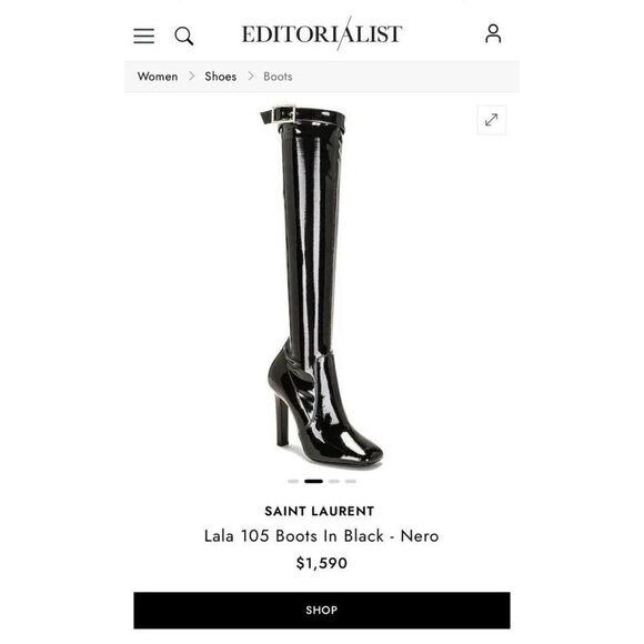 NEW SAINT LAURENT Black Glossy PVC & Patent Leather Knee High Boots Size EU38.5 - Picture 3 of 8